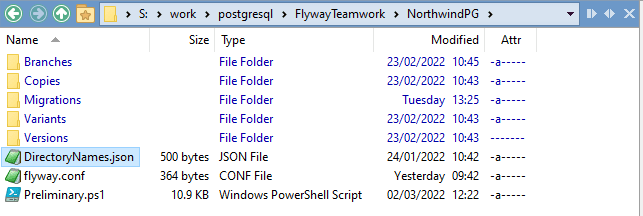 managing a PostgreSQL database development in flyway