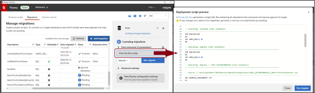 Viewing the DryRun script