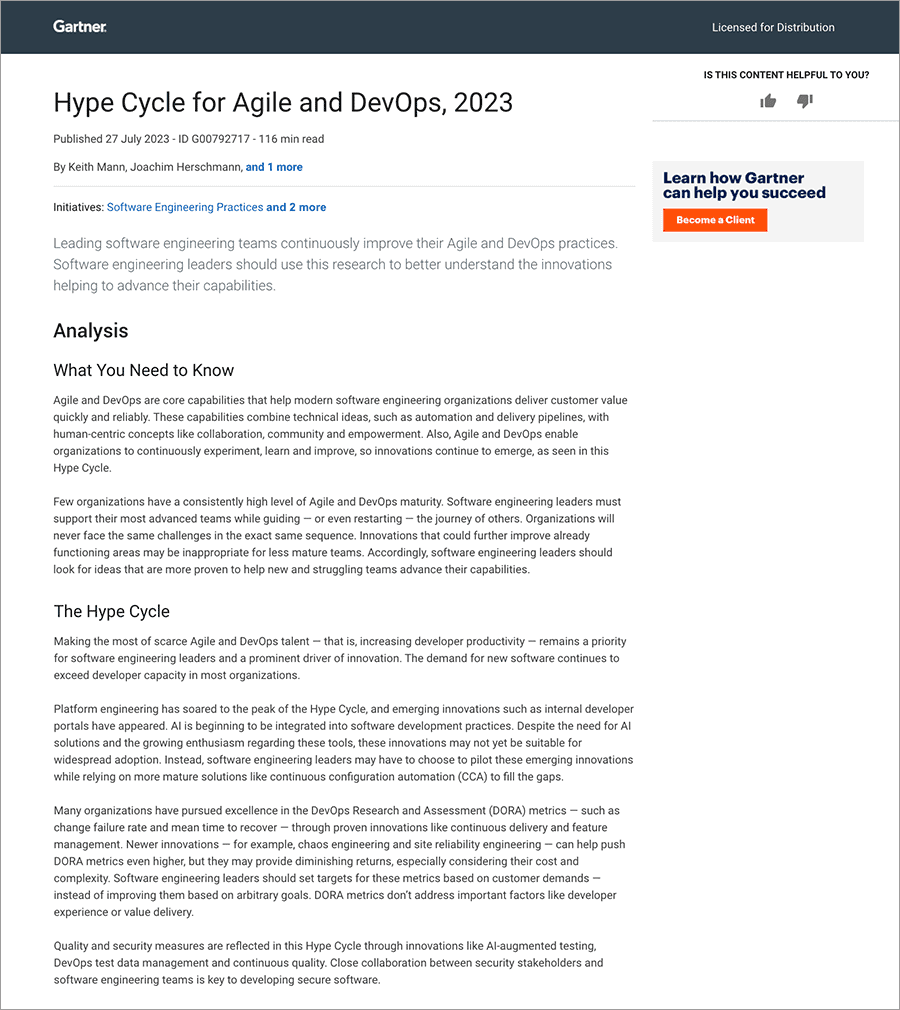 2023 Gartner® Hype Cycle™️ for Agile & DevOps