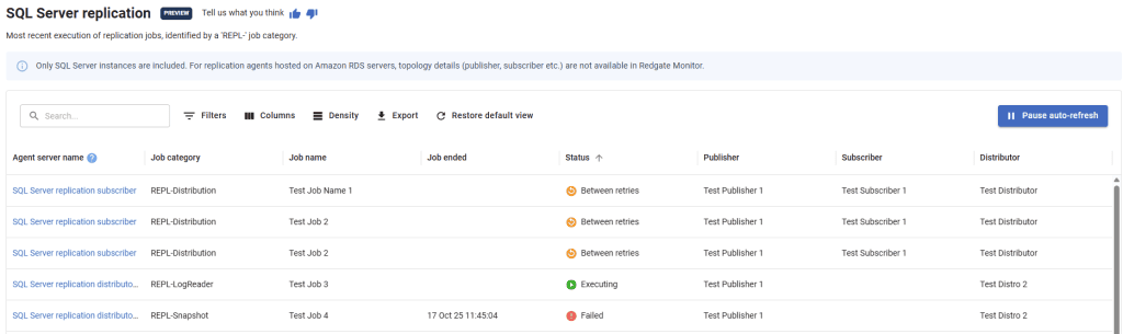 Replication Job Monitoring Support in Redgate Monitor | Redgate