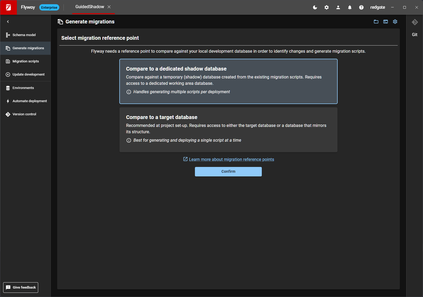 select migration reference point