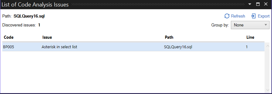 SQL Prompt code analysis