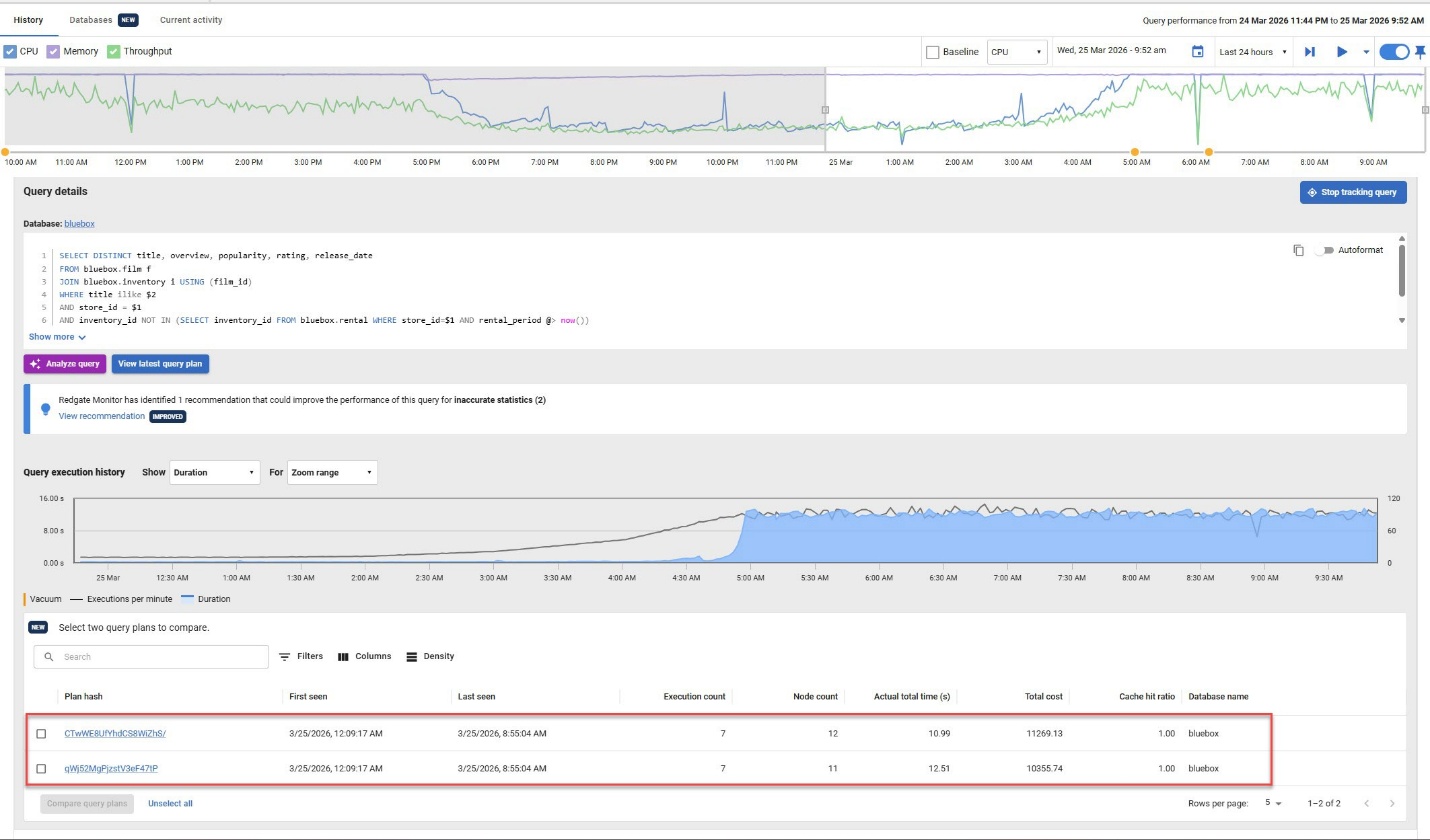 same query different plan