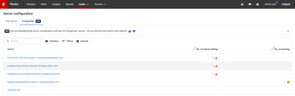 PostgreSQL Configuration Advice screenshot